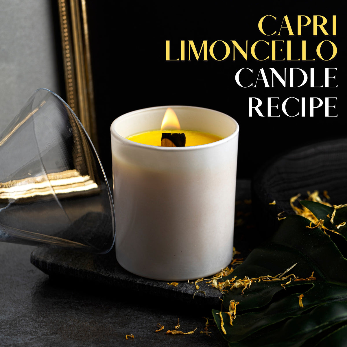 capri limoncello candle with a wooden wick