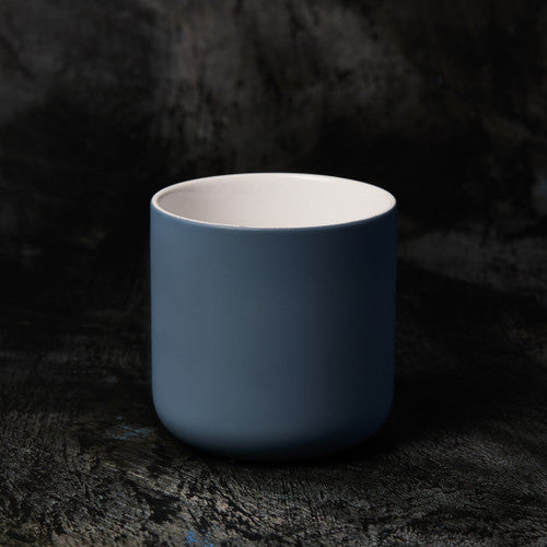 Teal Grey Ceramic Candle Jar - 12 oz - Zoom Media 2