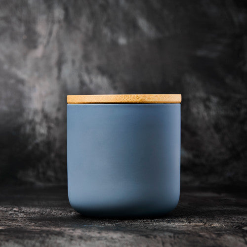 Teal Grey Ceramic Candle Jar - 12 oz - Zoom Media 4