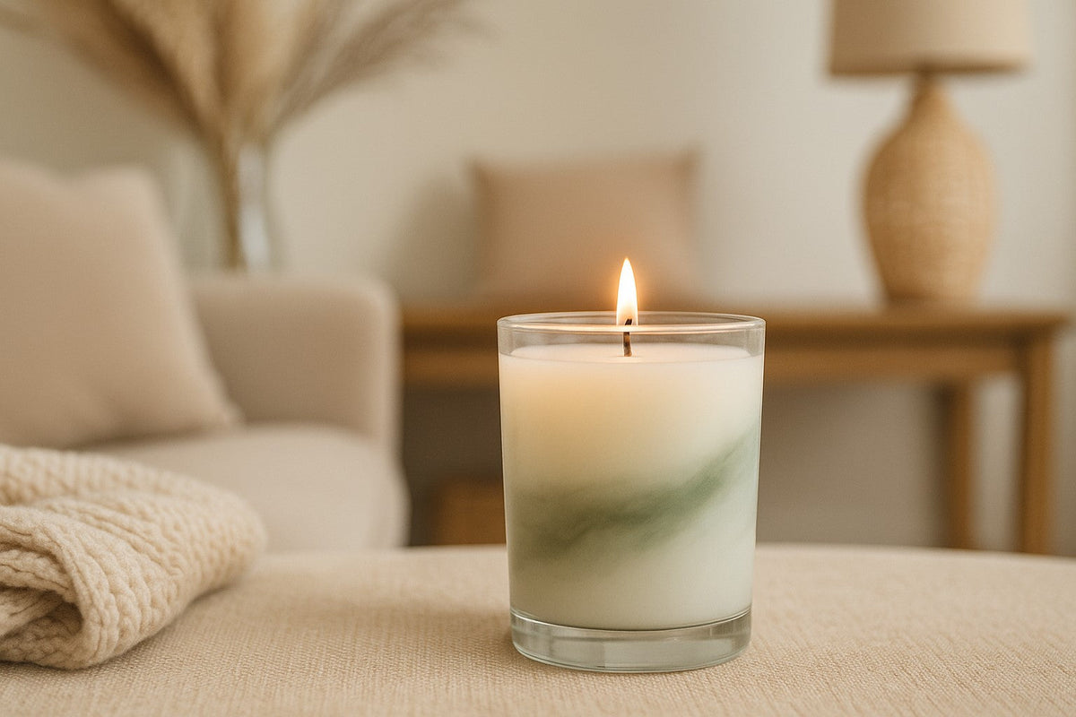 marbled container soy wax candle