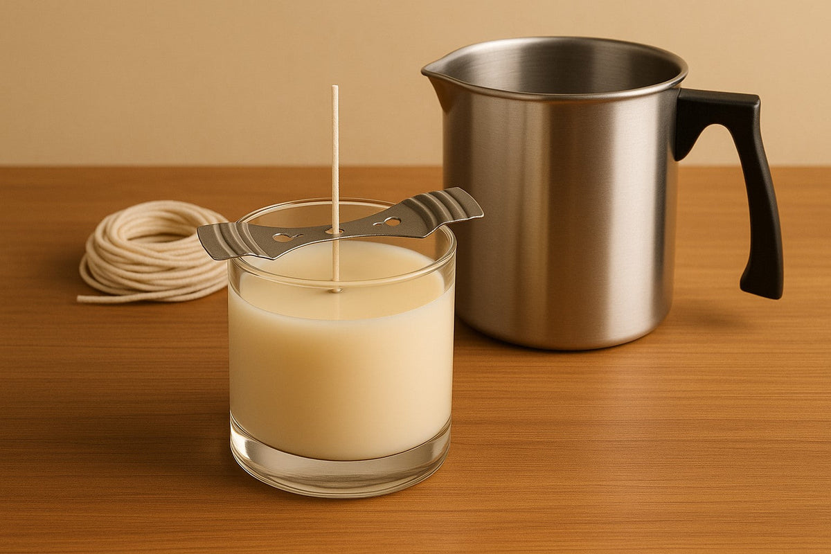 candle showing how to use a wick bar
