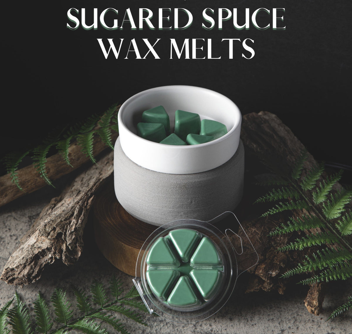 green sugared spice wax melts in a burner