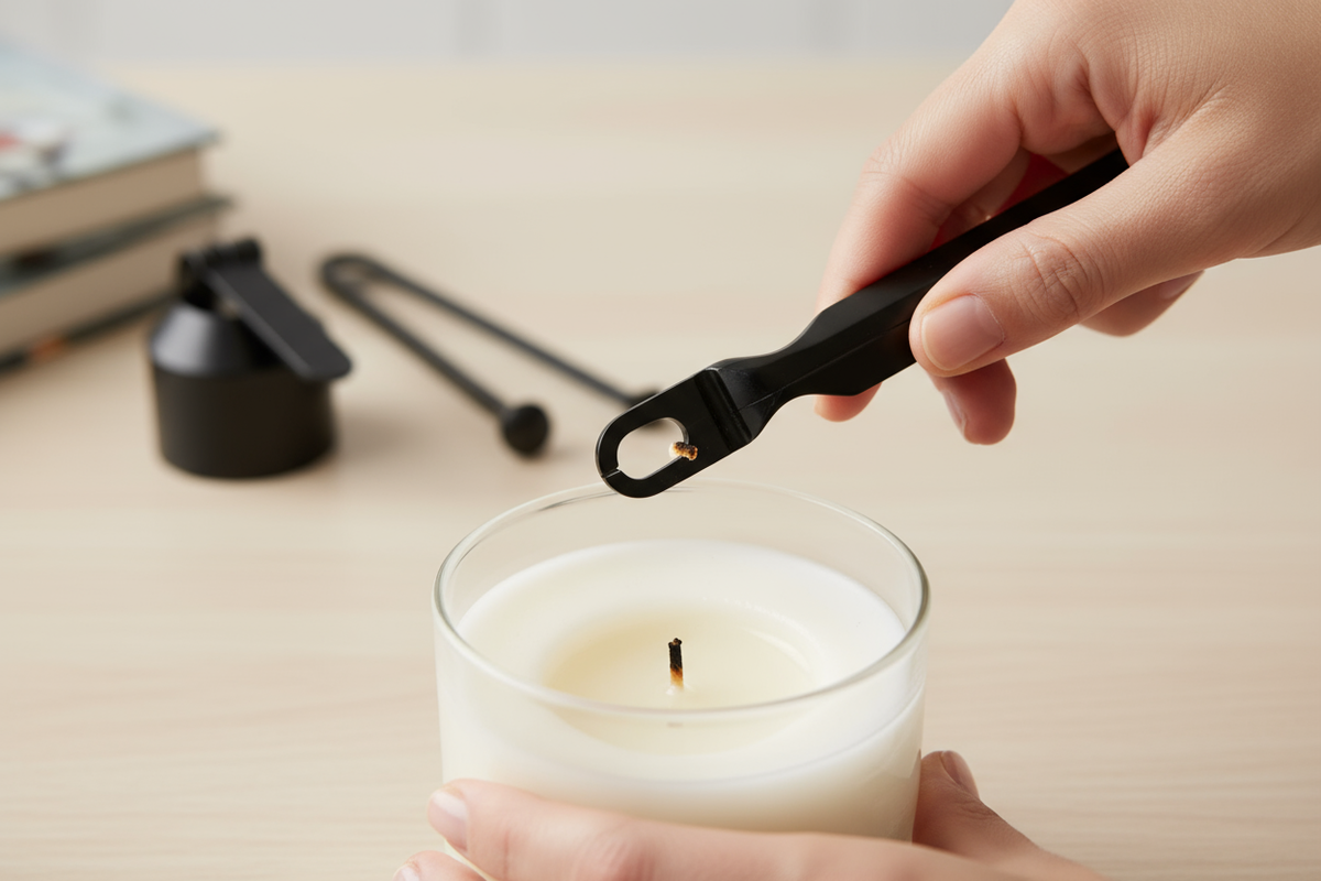 trimming a candle wick