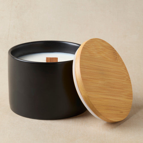 Black Ceramic Candle Jar - 16 oz - Zoom Media 3