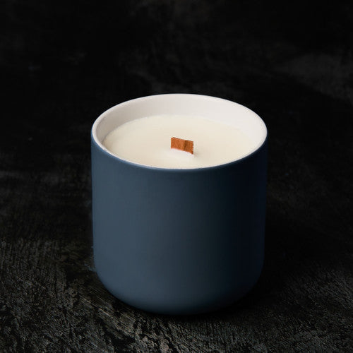 Teal Grey Ceramic Candle Jar - 12 oz - Zoom Media 1