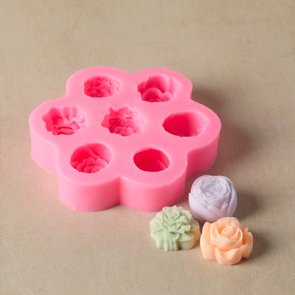 Silicone 7 Cavity Assorted Flower Mold - Zoom Media 1