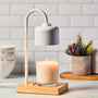 White & Wood Arched Candle Warmer Lamp - Zoom Thumbnail Media 1