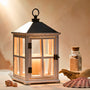 Weathered White Wooden Candle Warmer Lantern - Zoom Thumbnail Media 1